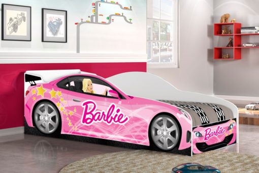 Cama Infantil Barbie com Grade de Proteção Rosa Com Colchão